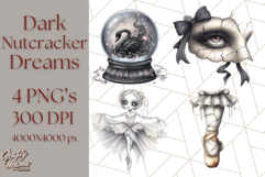Dark Nutcracker Clipart Gothic Holiday Ballet PNG, Christmas Product Image 1
