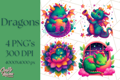 Cute Fantasy Dragon Clipart PNG, Bold Baby Dragon Clip Art Product Image 1