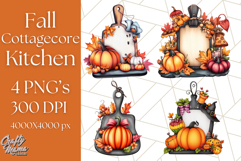 Fall Cottagecore Kitchen Clipart, Cozy Autumn Kitchen PNG Product Image 1