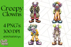 Creepy Clown Halloween PNG Clipart, Spooky Circus Art Product Image 1
