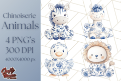 Cute Stuffed Animal Clipart, Chinoiserie Nursery Decor Png Product Image 1