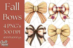 Fall Bow Clipart, Autumn Hair Bows PNG, Fall Ribbon Png Product Image 1