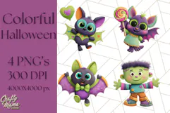 Colorful Halloween Clipart PNG, Cute Kids & Candy Clip Art Product Image 1