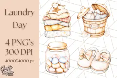 Cozy Laundry Day Clipart PNG Pastel Home Decor, Home Png Product Image 1