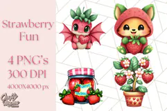 Strawberry Fruit PNG Clipart, Adorable Kawaii Characters Png Product Image 1