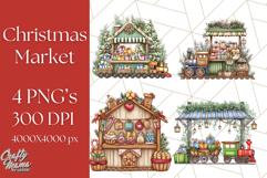 Cozy Christmas Market Stall Clipart PNG, Holiday Art Png Product Image 1