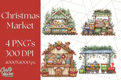 Cozy Christmas Market Stall Clipart PNG, Holiday Art Png Product Image 1