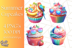 Bright Summer Cupcake PNG Clipart, Colorful Cupcakes Product Image 1