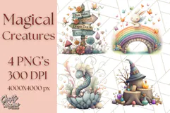 Magical Creatures Clipart PNG, Fantasy Animals Png Product Image 1