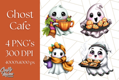 Ghost Café PNG Clipart, Cute Ghost Baristas Halloween Treats Product Image 1