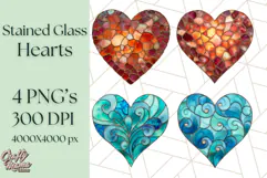 Stained Glass Heart PNG Clipart in Pastel and Bright Colors Product Image 1