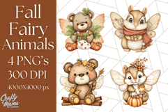 Fall Fairy Animal Clipart PNG, Woodland Creatures With Wings Product Image 1