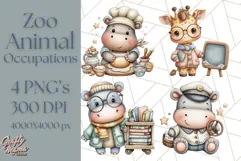 Zoo Animal Occupations PNG, Cute Career Clipart Product Image 1