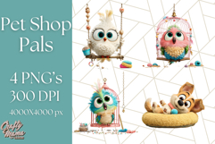 Pet Shop Clipart, Cute Big Eyed Animals, Kawaii Pets PNG Product Image 1