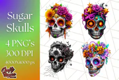 Bright Sugar Skull PNG Clipart, Halloween Colorful Skull Png Product Image 1