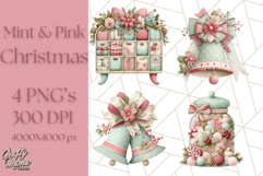 Pastel Christmas Clipart, Mint and Blush Holiday PNG Product Image 1