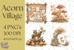 Acorn Village Clipart PNG, Fall Animal Png Product Image 1