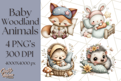Woodland Nursery Baby Animals Clipart, Cute Animals Png Product Image 1