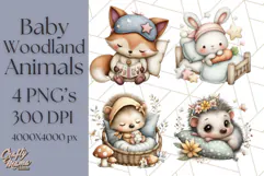 Woodland Nursery Baby Animals Clipart, Cute Animals Png Product Image 1