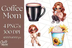Sassy Mom Coffee PNG Clipart, Messy Bun Mom Life PNGs Product Image 1