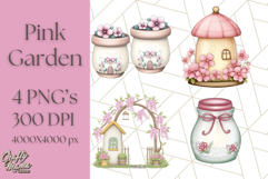 Pink Cottagecore Garden PNG Clipart, Vintage Floral Art Product Image 1