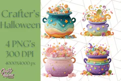 Kawaii Halloween Clipart Cute Kids and Candy Elements Png Product Image 1