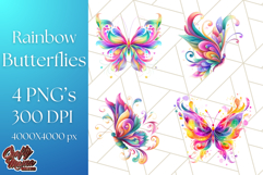 Colorful Butterfly Clipart PNG Clipart, Rainbow Butterfly Product Image 1