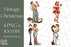 Vintage Glamorous Christmas Party Clipart PNG, Holiday Png Product Image 1