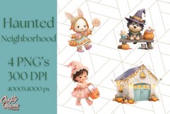 Halloween Neighborhood Clipart PNG for Trick or Treat Product Image 1