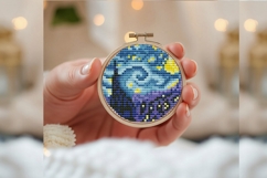 Van Gogh Starry Night Miniature Cross Stitch Art Product Image 1