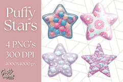 Cute Puffy Star Clipart PNG, 3D Glossy Pastel Stars Clip Art Product Image 1