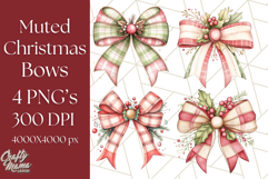 Muted Cozy Christmas Bows PNG Clipart, Winter Holiday Png Product Image 1