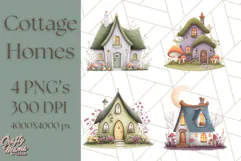 Whimsical Cottagecore Cottage PNG Clipart, Fairy House Png Product Image 1