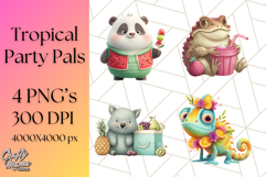 Tropical Fruit Party Animals PNG Clipart, Cute Summer Animal Product Image 1