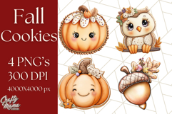 Fall Cookie Clipart PNG, Autumn Sweets Pumpkin Cookies Product Image 1