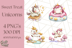 Cute Dessert Unicorn PNG Clipart with Cupcakes &amp; Candies Product Image 1