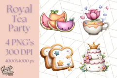 Princess Tea Party PNG Clipart with Teacups & Fancy Treats Product Image 1