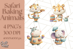 Cozy Safari Baking Animals PNG, Cute Jungle Kitchen Art Product Image 1