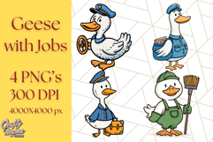 Goose Occupation Clipart PNG, Cute Job-Themed Graphics Product Image 1