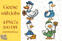 Goose Occupation Clipart PNG, Cute Job-Themed Graphics Product Image 1