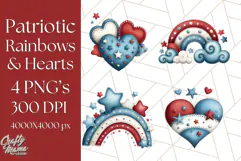 Patriotic Scandinavian Rainbow Clipart PNG, 4th Of July Png Product Image 1