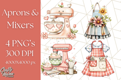 Cottagecore Kitchen Mixer, Apron PNG Clipart, Retro Floral Product Image 1