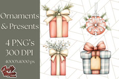 Vintage Christmas Ornaments and Presents PNG Holiday Clipart Product Image 1