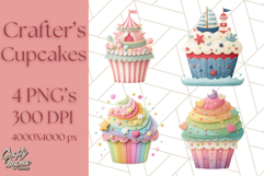Paper Cupcake Clipart Layered Paper Scrapbook Collage Png Product Image 1