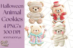 Halloween Animal Cookie Clipart, Frosted Sugar Cookies Png Product Image 1