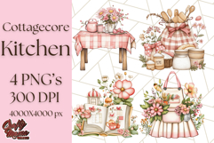 Cottagecore Kitchen Clipart, Vintage Country Floral Kitchen Product Image 1