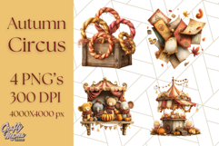 Autumn Circus Clipart Carnival Tent Fall PNG, Vintage Circus Product Image 1