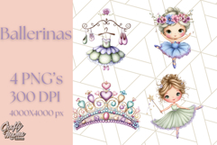 Ballerina Clipart PNG, Cute Ballet Girl Illustration Art Product Image 1