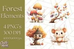 Woodland Forest Scene PNG Clipart, Fall Nature Elements Product Image 1