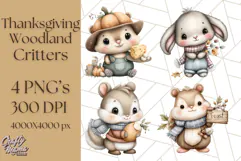 Thanksgiving Woodland Animals Clipart PNG Product Image 1